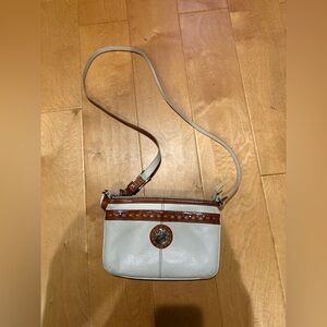 Brighton London Groove crossbody organizer leather  bag purse ivory